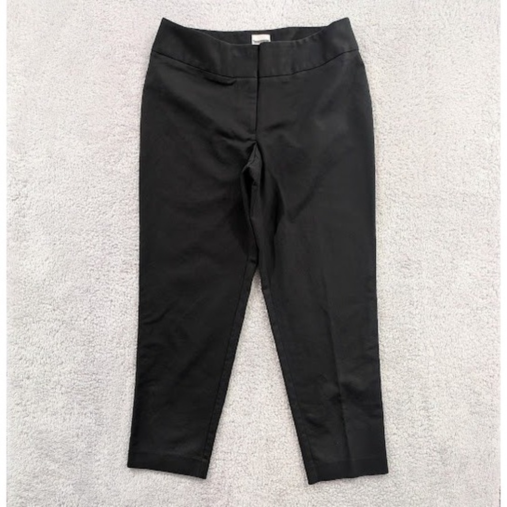 Chicos Ankle Pants Size 1.5 Women's 8 - 10 Stretch‎ Waist Black Slacks Cropped